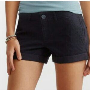 Aeropostale midi twill short Women's 4 Black Shorts denim rolled cuff summer EUC